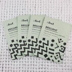 Set of 4 bamboo charcoal facial sheet masks
